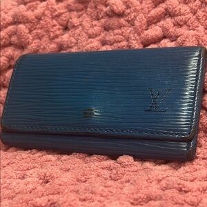 Louis Vuitton Blue Epi key case- Authentic